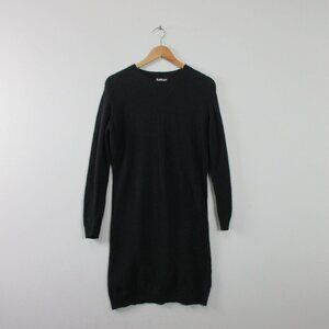 Barbour International Motorcycle Jumper Dress 14 Black Sweater Wool Knit 278